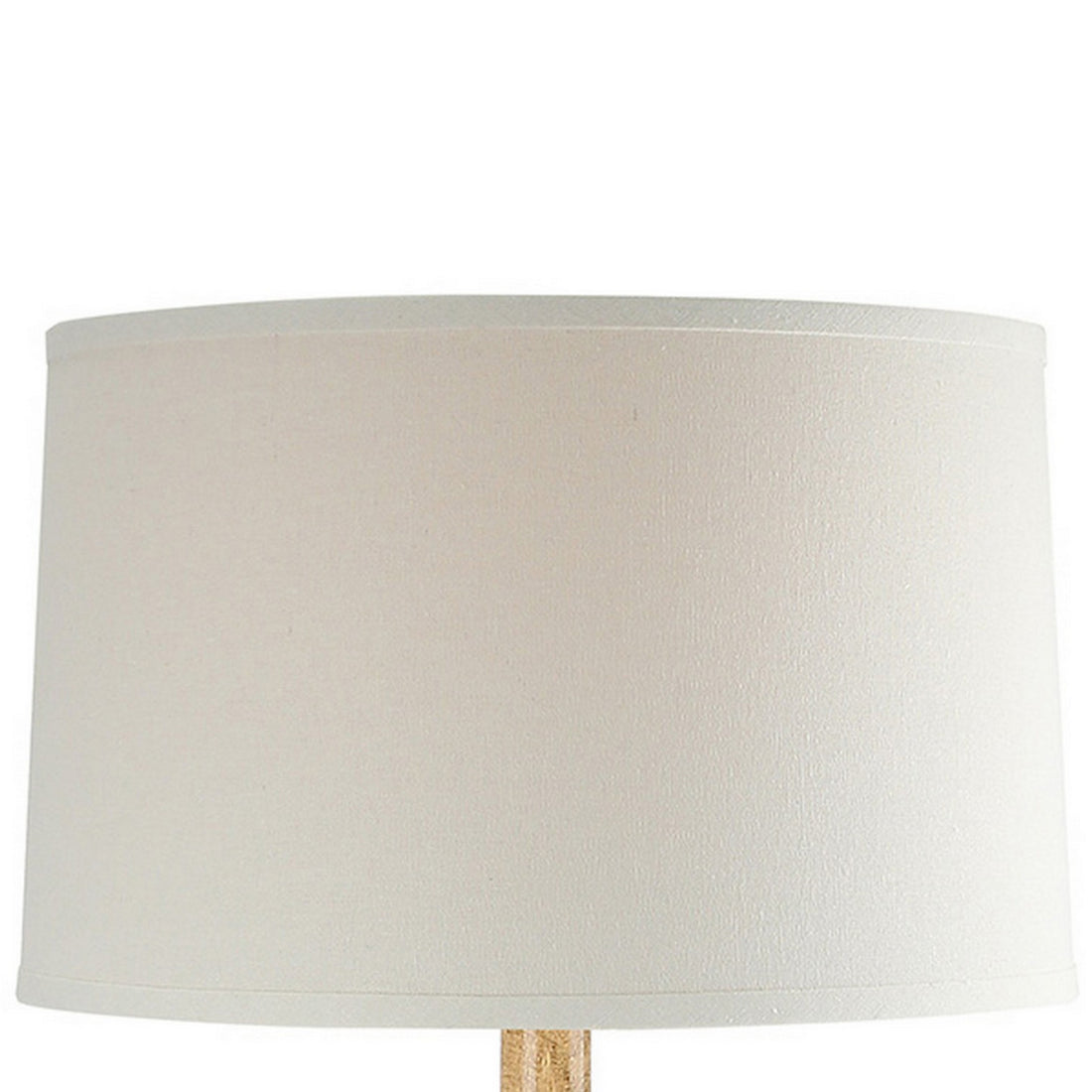 28 Inch Hydrocal Table Lamp, Drum Shade, Curved Geometric Base, Brown Brown White Fabric