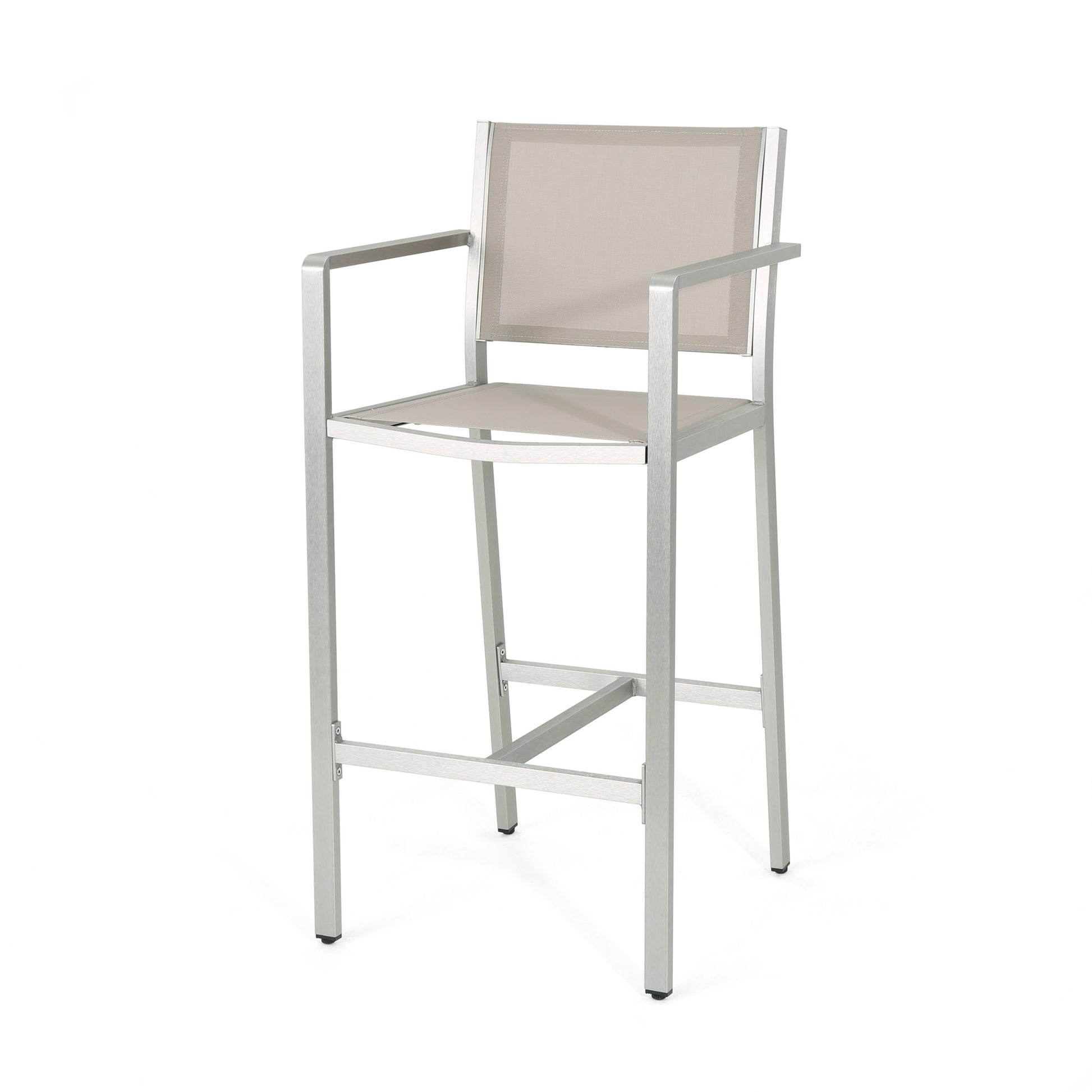 Aluminium Bar Stool With Outdoor Mesh Silver Aluminium