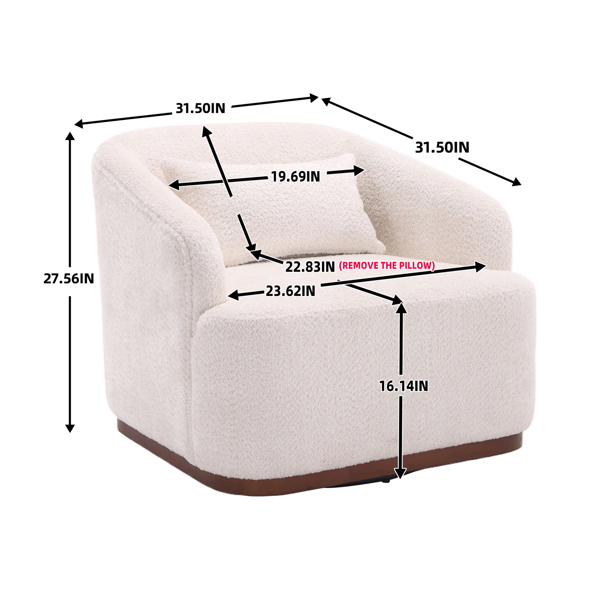 Coolmore Swivel Barrel Chair, Comfy Round Accent Sofa Chair For Living Room, 360 Degree Swivel Barrel Club Chair, Leisure Arm Chair For Nursery, Hotel, Bedroom, Office, Lounge White Boucle White Primary Living Space Foam Boucle