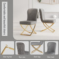 Dining Chair Set Of 4, Grey Velvet Backrest And Golden Metal Legs.For Modern Kitchen Dining Room Chair For Kitchen Living Modern Decorative Leisure Chairs Office Chairs Grey Foam Velvet