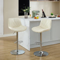 Counter Height Bar Stools Kitchen Island Barstools Adjustable Swivel Counter Stool Bar Height Island Chairs With Back,Set Of 2, Cream Cream American Design Set Of 2 Foam Pu Leather