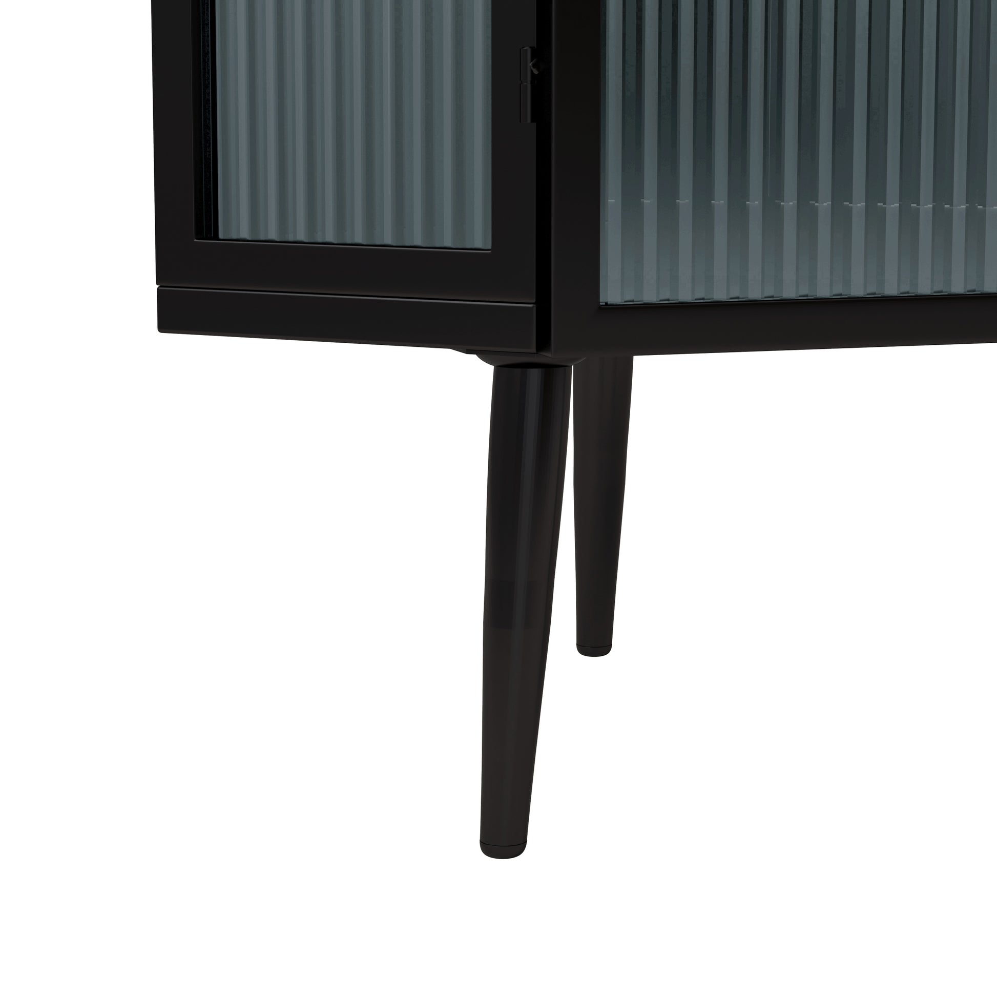 22.25'' Floor Coner Cabinet,Three Tiers With Tempered Glass Doors And Storage Shelves For Bathroom, Living Room And Bedroom Black Black Glass Metal