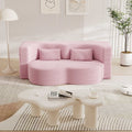 Modern Floor Sofa With 2 Pillows,Convertible Teddy Fabric Foam Filled Sleeper Sofa Bed,15