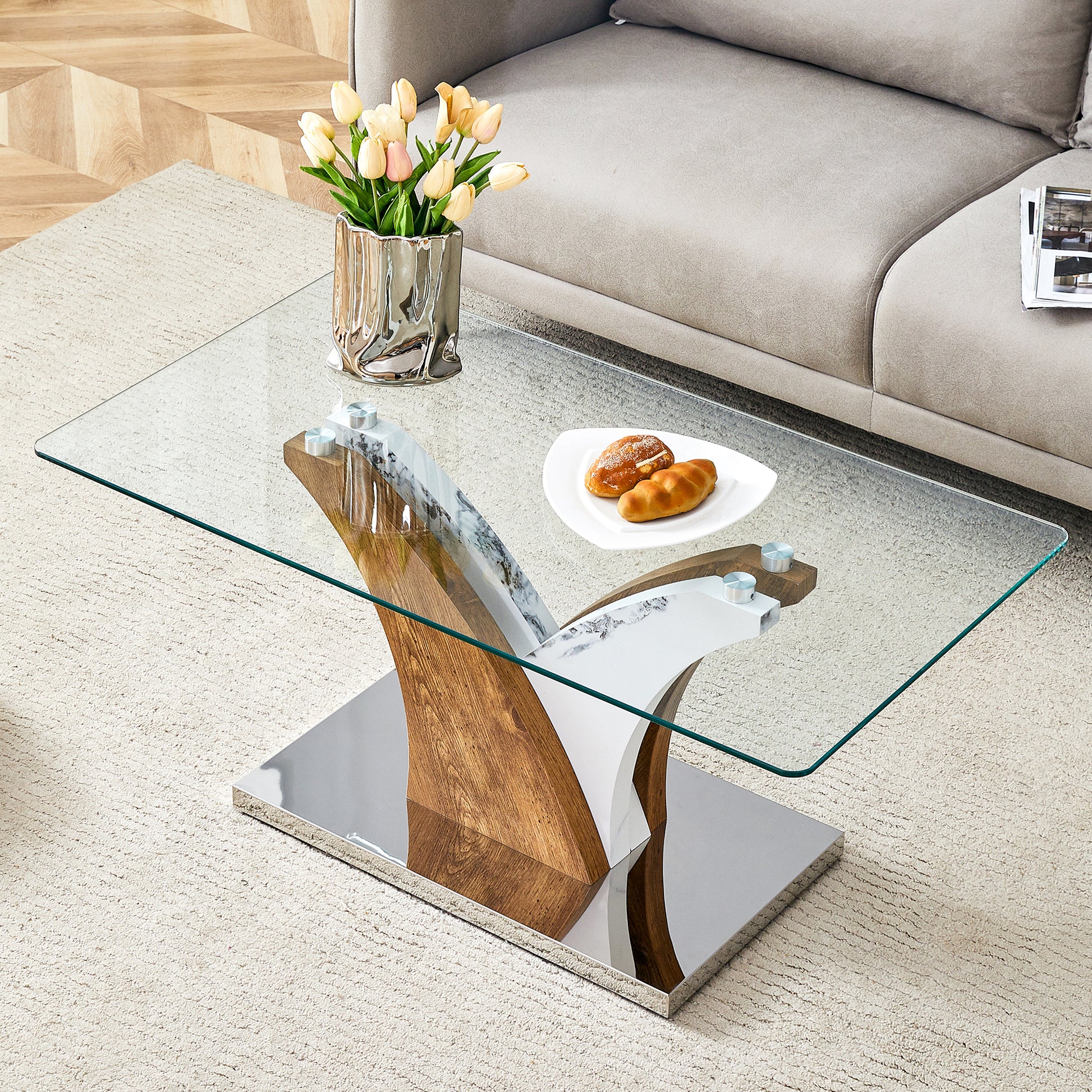 Rectangular Coffee Glass Countertop, And Artistic Mdf L