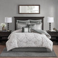 8 Piece Jacquard Comforter Set Silver Silver Cal King California King Silver Silver Polyester