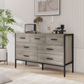 Wood Dresser With 7 Drawers, Wooden Storage Closet For Bedroom, Solid Clothes Cabinet With Sturdy Steel Frame, 48.58