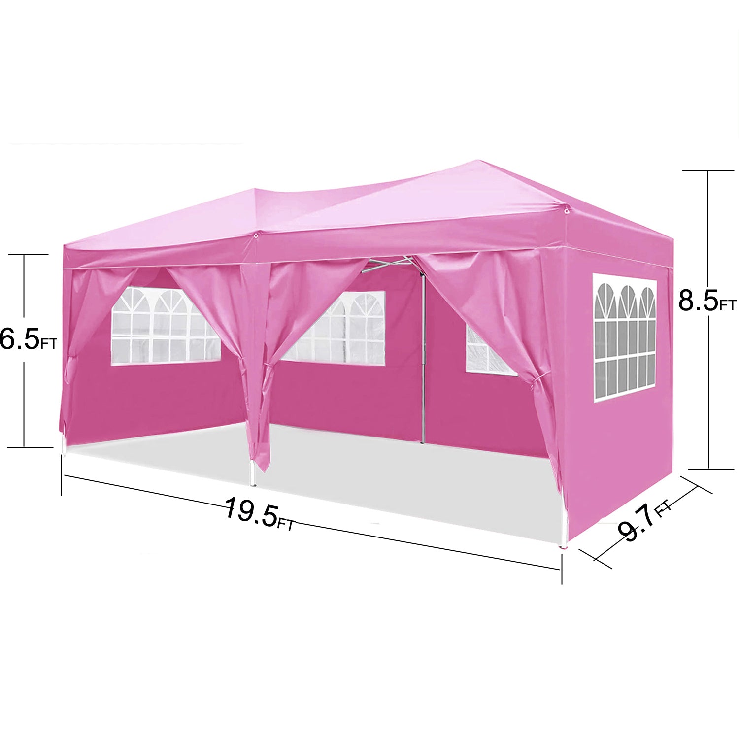 10'X20' Ez Pop Up Canopy Outdoor Portable Party Folding Tent With 6 Removable Sidewalls Carry Bag 4Pcs Weight Bag Pink Metal