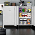 Suitable For Steel Storage Cabinets In Living Rooms, Kitchens, And Bedrooms, 2 Door Miscellaneous Storage Cabinet, Garage Tool Storage Cabinet, And Office File Cabinet 2 Movable Partitions 3 4 Shelves White Modern Metal