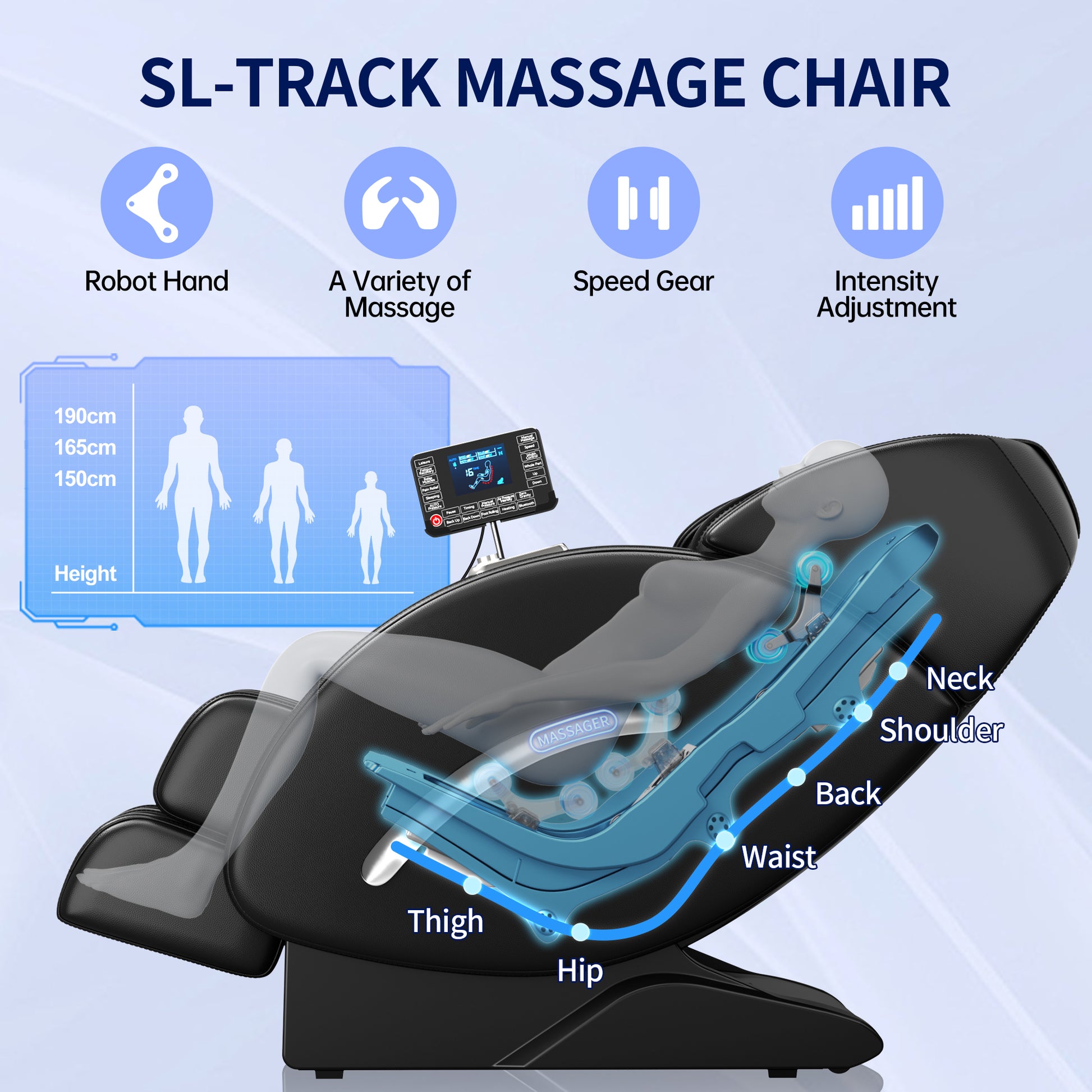 Full Body Massage Chair, Full Body Zero Gravity With 3D Massage Mechanism, 6 Auto Massage Mode, Waist And Calf Heater, Foot Roller, Bluetooth Speaker Black Black Power Remote Metal Primary Living Space Medium Duty Luxury,Modern Push Button Polyurethane