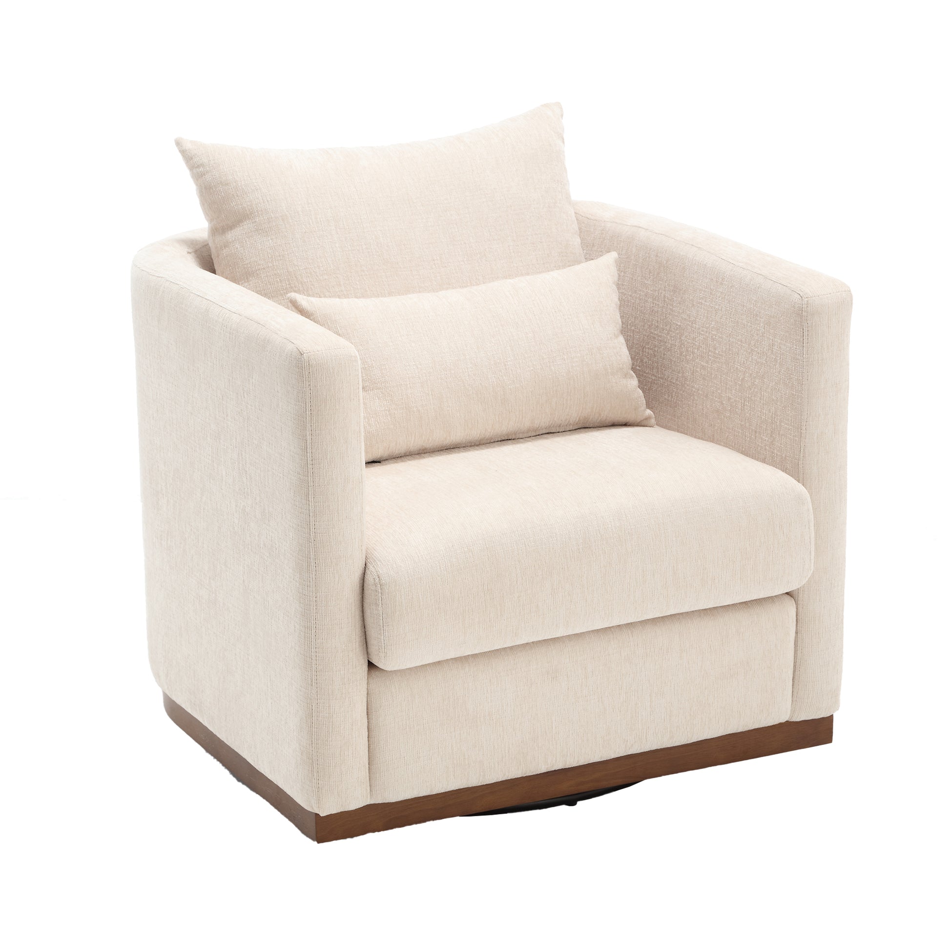 Coolmore Swivel Barrel Chair, Comfy Round Accent Sofa Chair For Living Room, 360 Degree Swivel Barrel Club Chair, Leisure Arm Chair For Nursery, Hotel, Bedroom, Office, Lounge Beige Chenille Beige Primary Living Space Foam Chenille