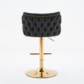 Swivel Barstools Adjusatble Seat Height With Gold Plating Base, Classic Velvet Upholstered Bar Stools With The Whole Back Tufted, For Home Pub And Kitchen Island,Black,Set Of 2 Black American Design Bar Stools Set Of 2 Foam Velvet