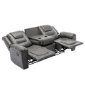 3 Seater Home Theater Recliner Manual Recliner Chair With Two Built In Cup Holders For Living Room,Bedroom, Grey Grey Foam Pu