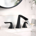 Two Handle Widespread Bathroom Faucet Black Bathroom Faucet 8 Inch 3 Holes Waterfall Bath Sink Lavatory Supply Lines Hose Matte Black Brass