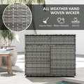 Outsunny Outdoor Towel Rack & Pool Toy Cabinet, Hot Tub Accessory Storage, Freestanding Pe Rattan Wicker Cabinet With Drawer For Indoor, Outdoor Swimming Pool, Spa, Gray Grey Steel