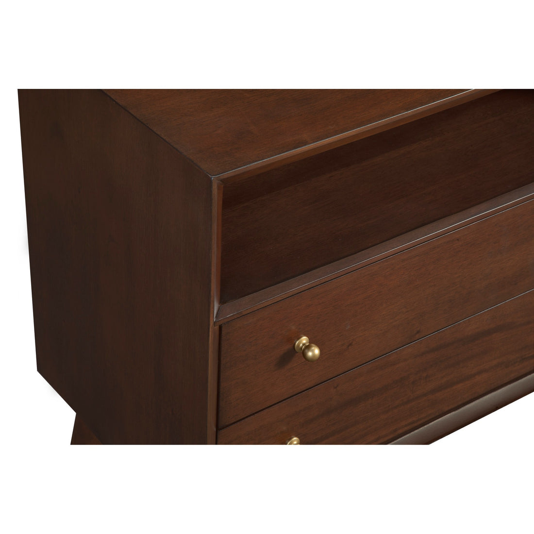 Ian 28 Inch 2 Drawer Nightstand, Open Cubby, Mahogany Wood, Walnut Brown Brown Wood