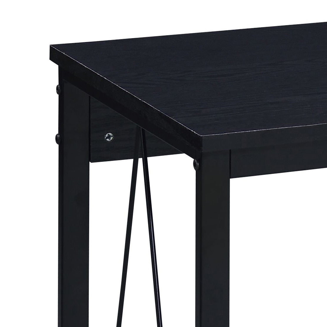 Black 47.5" Writing Desk With Metal Sled Base Black Writting Desk Office Industrial,Rustic Rectangular Wood Metal Sled