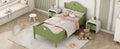 Girl'S Beautiful Princess Bed Macaron Twin Size Toddler Bed With Side Safety Rails And Headboard And Footboard, Oliver Green Olive Green Solid Wood Mdf