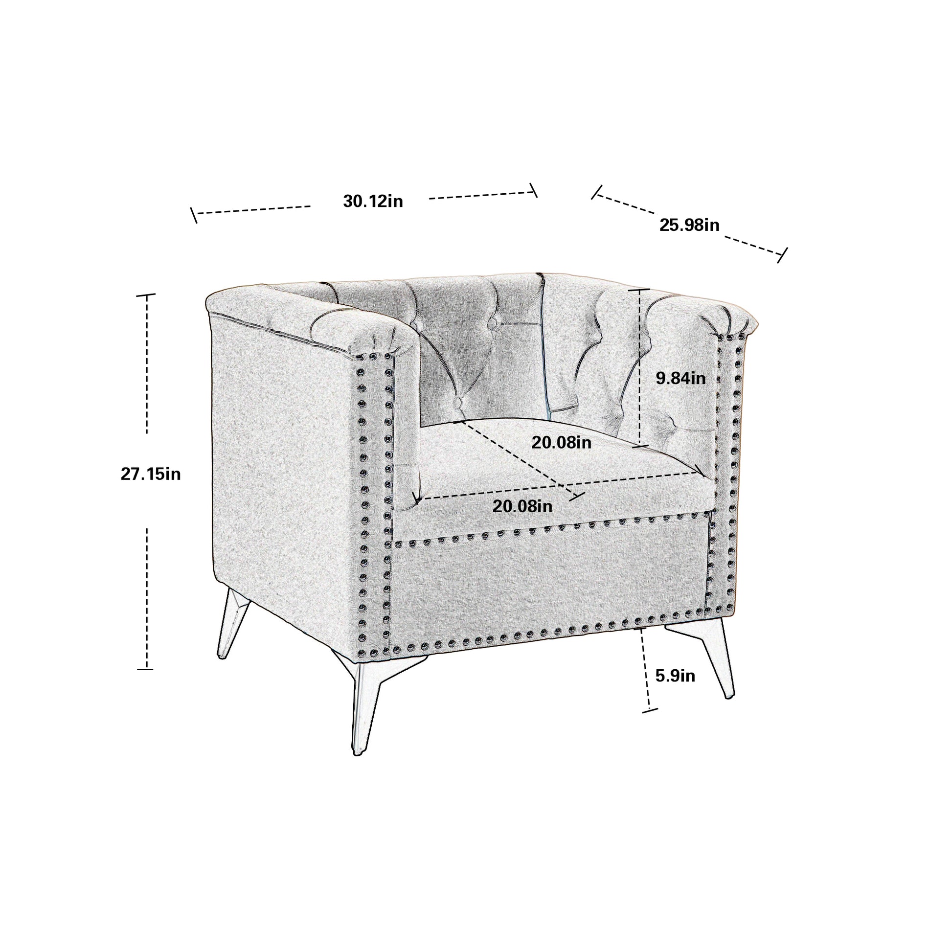 Accent Chair Living Room Chairs Single Sofa Chair,Arm Chairs With Linen Fabric, Mid Century Accent Arm Chairs Comfy Reading Lounge Club Armchair For Bedroom Office Study Beige Metal