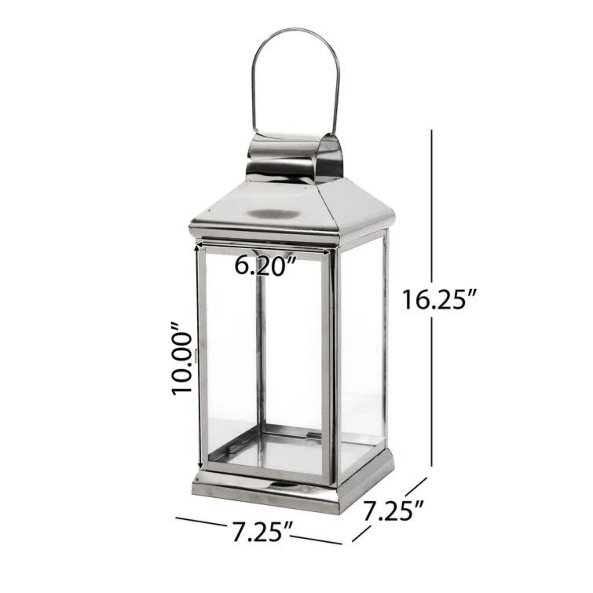 Walter 16"H Stainless Steel Lantern Silver Stainless Steel