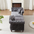 81 Inch Chenille Face To Face Chaise Lounge With Two Pillows,Nailhead Trim,Button Tufted Design And Rolled Arms For Lounge, Living Room And Office Grey Chenille 1 Seat