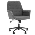 Homcom Linen Home Office Chair, Tufted Height Adjustable Computer Desk Chair With Swivel Wheels And Padded Armrests, Dark Gray Dark Gray Polyester