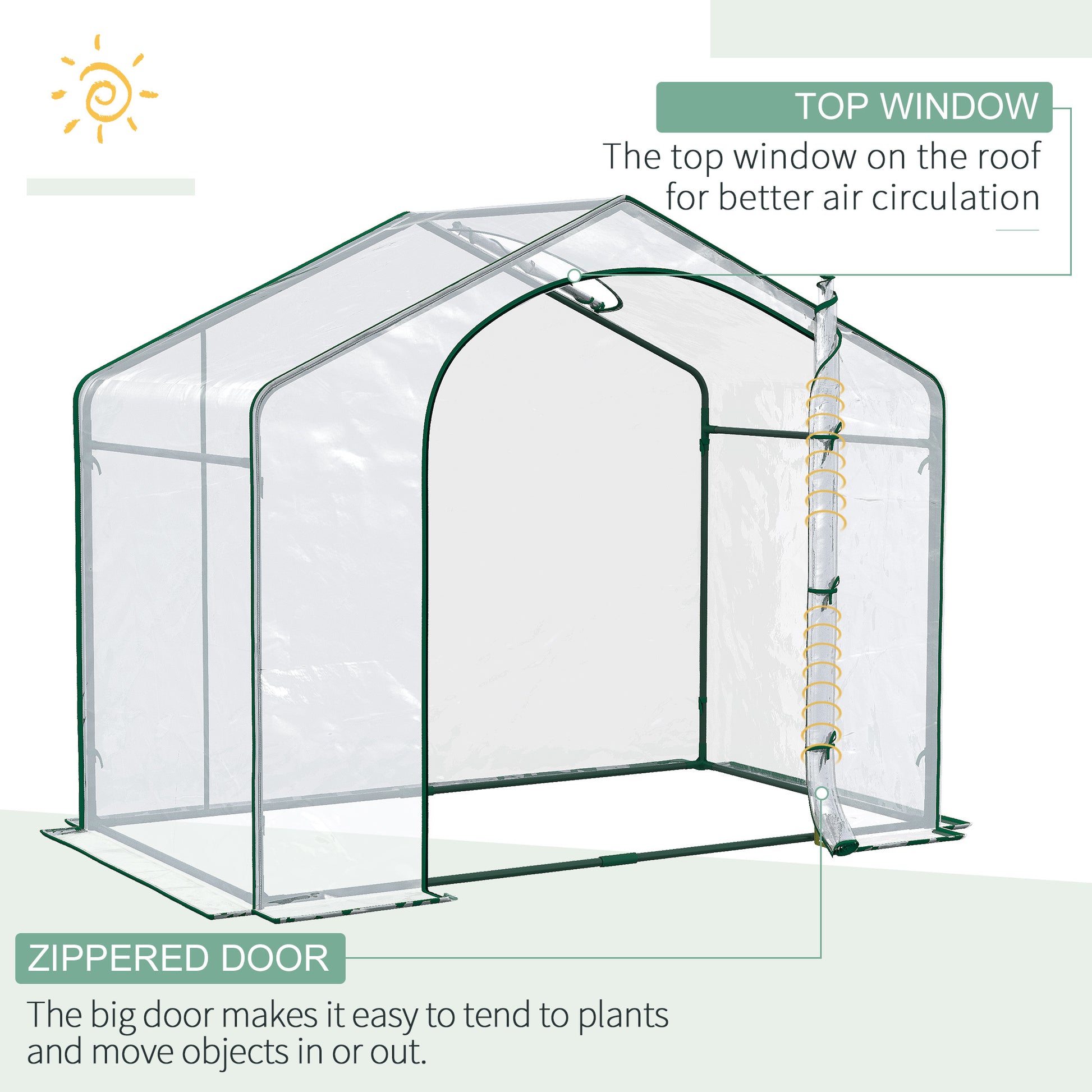 Outsunny 6' X 3' X 5' Portable Walk In Greenhouse, Pvc Cover, Steel Frame Garden Hot House, Zipper Door, Top Vent For Flowers, Vegetables, Saplings, Clear Clear Steel