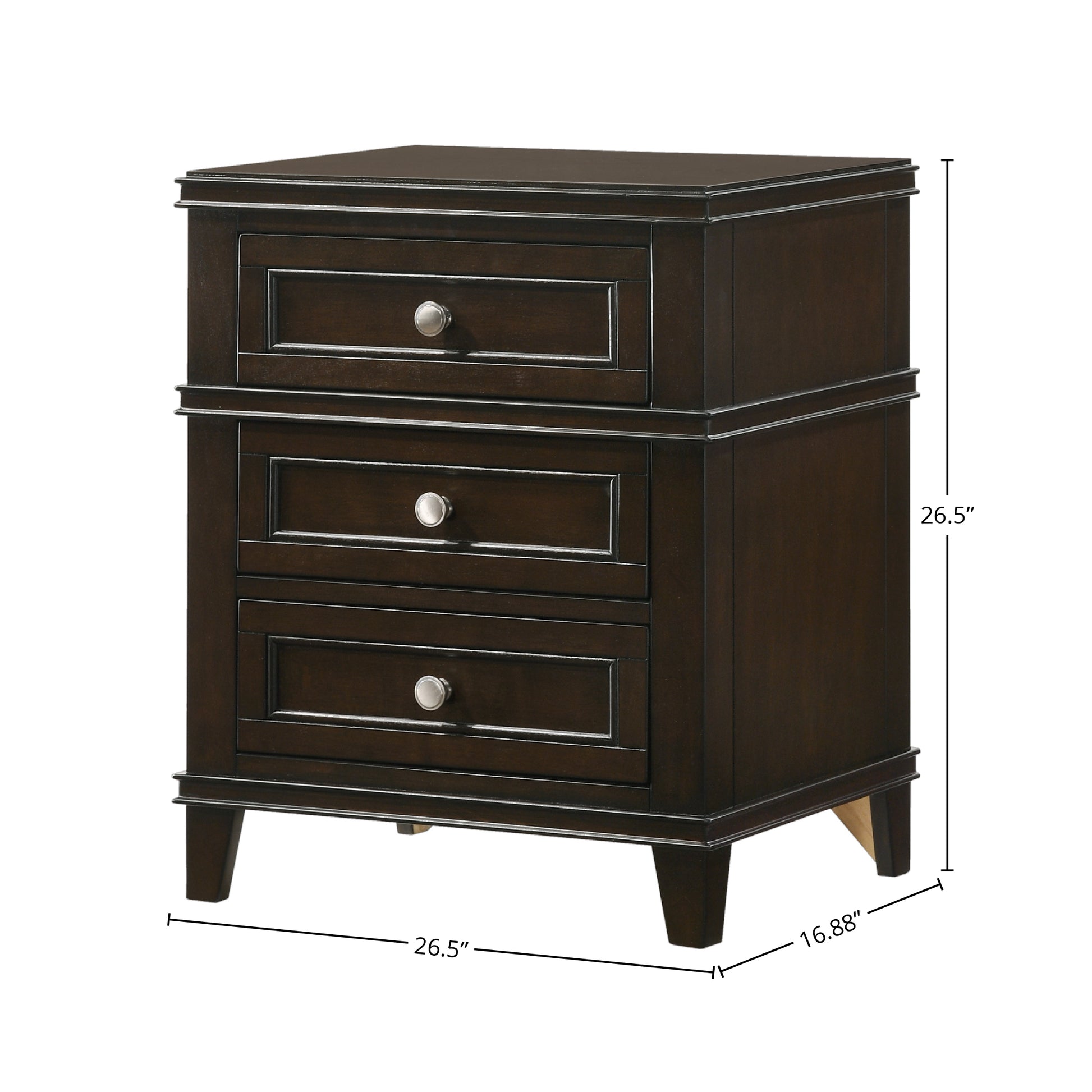 3 Drawer Nightstand W Usb Mahogany Solid Wood Mdf