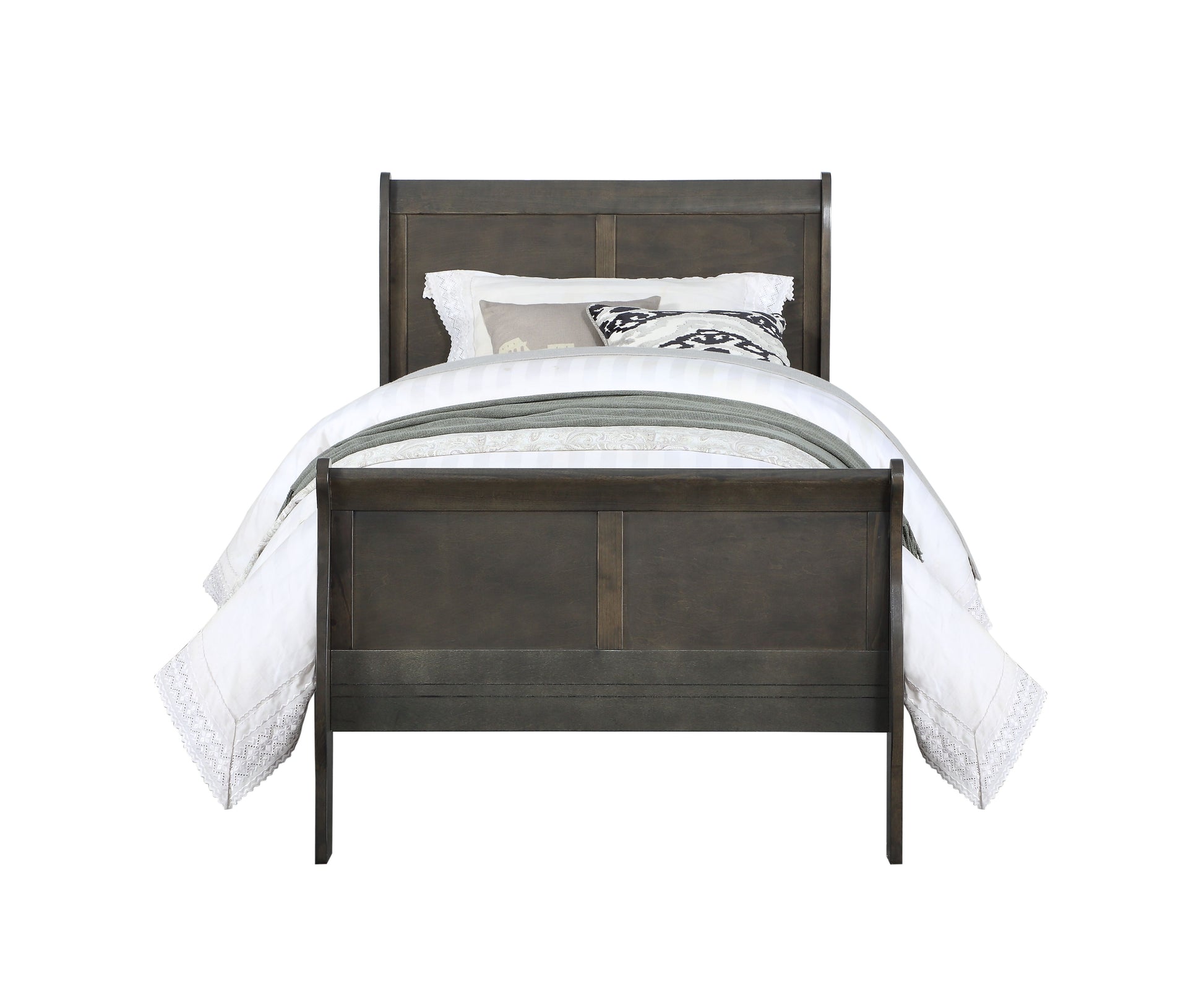 Dark Grey Twin Bed Box Spring Required Twin Dark Grey Wood Gray Casual Sleigh Wood