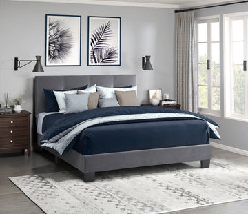 1Pc Full Platform Bed Dark Gray Velvet Upholstered Adjustable Height Headboard Button Tufted Solid Wood Bedroom Furniture Box Spring Not Required Full Dark Gray Wood Bedroom Velvet Solid Wood