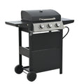 Propane Gas Grill 3 Burner Barbecue Grill, Stainless Steel 26,000 Btu Patio Garden Barbecue Grill With Two Shelves, Lid, Wheels And Bottle Opener Black Iron