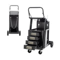 2 Tier 4 Drawers Welding Cart, Welder Cart With 265Lbs Static Weight Capacity, 360 Swivel Wheels, Tank Storage Safety Chains, Heavy Duty Rolling For Mig Welder And Plasma Cutter Black Metal