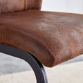 A Set Of Two Brown Chairs, Including Suede Cushions And Black Metal Legs. Small Size, Suitable For Select Groups, Suitable For Dining Room, Kitchen, Terrace And Guest Office Chairs Set Of 2 Black Brown Metal