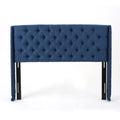 Upholstered Wingback Headboard, Button Tufted Upholstery, Sturdy Structure, King Size, Dark Navy Dark Navy Fabric