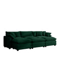 Oversized Modular Cushion Sofa, Portable Ottoman, L Shaped Corner Low Back Deep Seating Spacious Sofa Setfor Home Apartment Living Room Set, Green Corduroy Green Corduroy 3 Seat