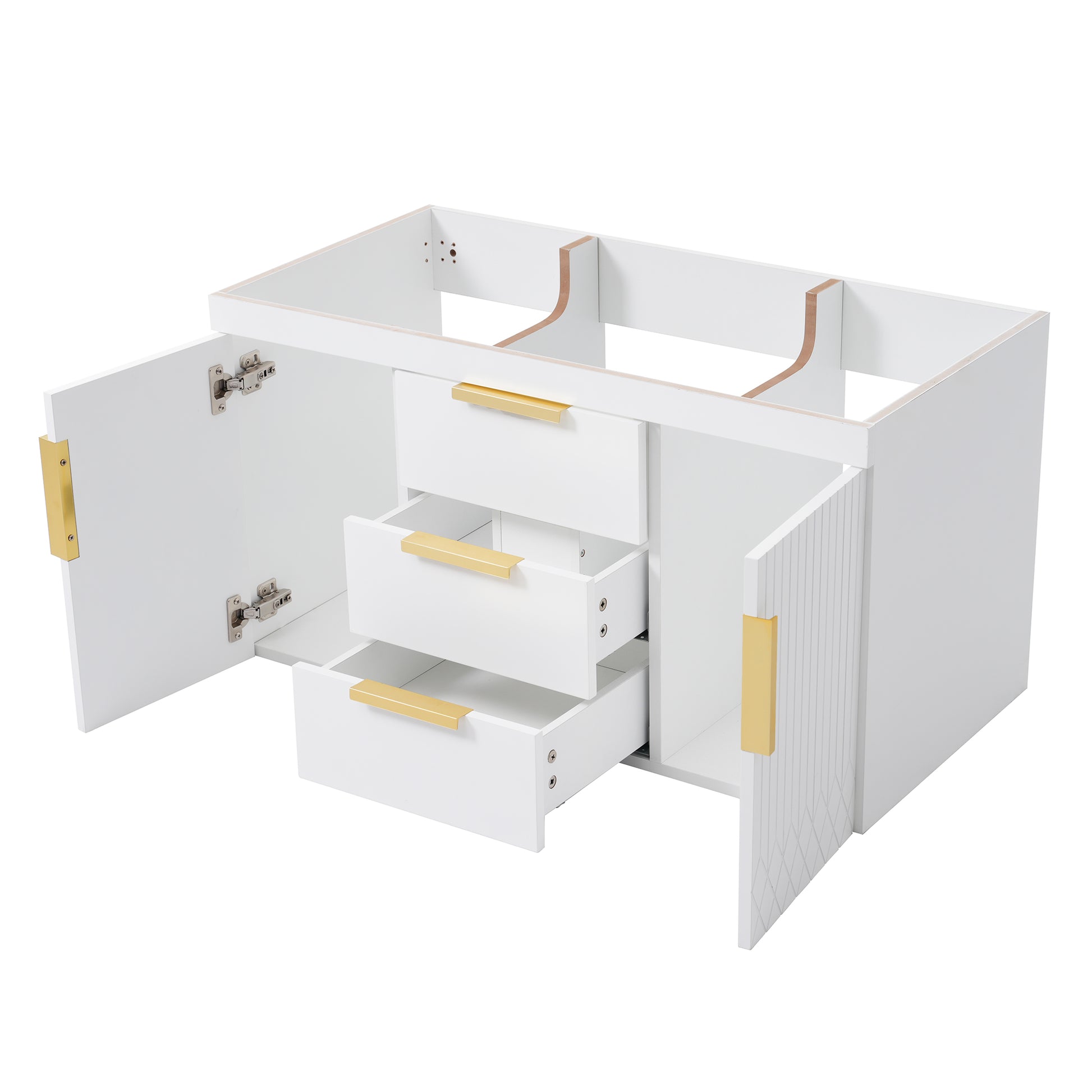 36'' Wall Mounted Bathroom Vanity Without Sink, Floating Bathroom Storage Cabinet With 2 Drawers, Solid Wood Bathroom Cabinet Not Include Basin Sink White Bathroom Modern Mdf