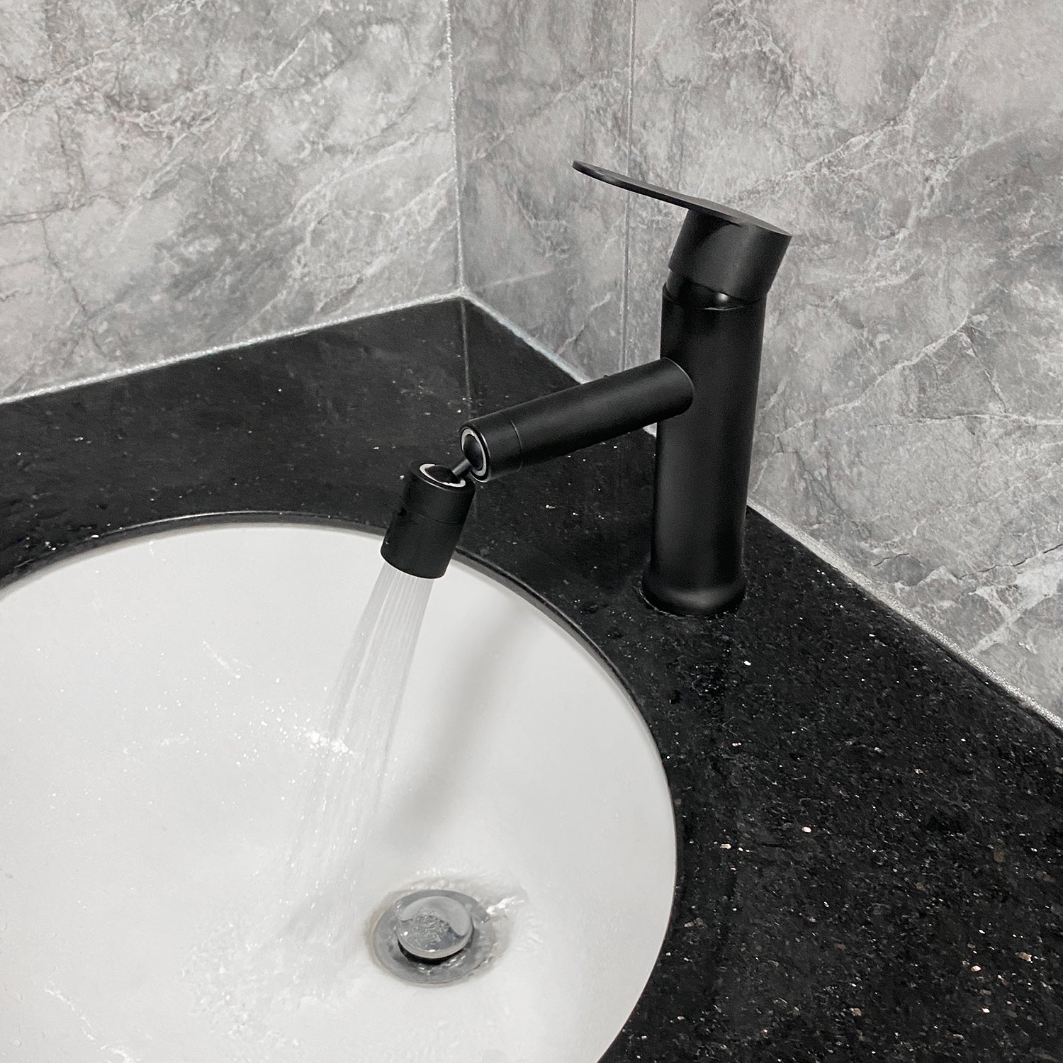 Bathroom Sink Faucet, Single Hole Bathroom Faucet Modern Single Handle Vanity Basin Faucet Matte Black Stainless Steel