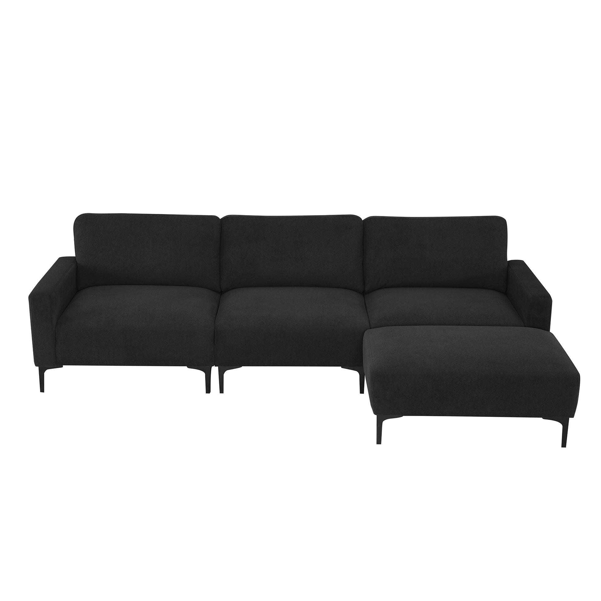 103.5*59" Modern L Shaped Sectional Sofa, 4 Seat Velvet Fabric Couch Set With Convertible Ottoman,Freely Combinable Sofa For Living Room, Apartment, Office,Apartment,2 Colors Black Velvet 4 Seat