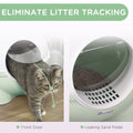 Pawhut Hooded Cat Litter Box, Large Kitty Litter Pan With Lid, Scoop, Leaking Sand Pedal, Top Handle, Light Green Green Plastic