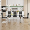 Dining Table. Modern Tempered Glass Dining Table. Large Modern Office Desk With Silver Plated Metal Legs And Mdf Crossbars, Suitable For Both Home And Office Use. Kitchen. 71 ''X35.4''X30 '' 1105 Transparent Glass