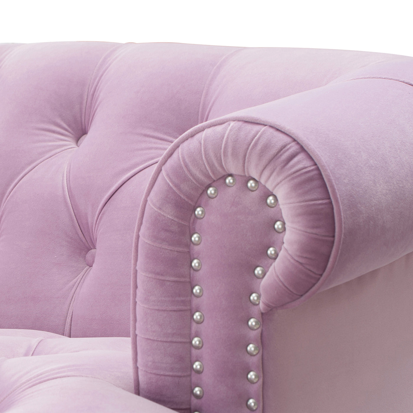 La Rosa Victorian Chesterfield Tufted Sofa, Lavender Velvet Lavender Purple Foam Velvet 3 Seat