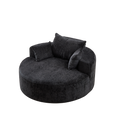 55''L Chenille Sponge Single Sofa,No Assembly Required,Fluffy Modern Sleeper Chair For Living Room, Bedroom, Lounge And Projection Room Not A Swivel Chair. Black Foam Chenille 1 Seat