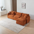 Modular L Shaped Sectional Sofa With Ottoman, Chenille Fabric Sofa Couch, Comfy Upholstered Furniture For Living Room, Apartment, Studio, Office Orange Wood Medium Soft Foam Chenille 4 Seat