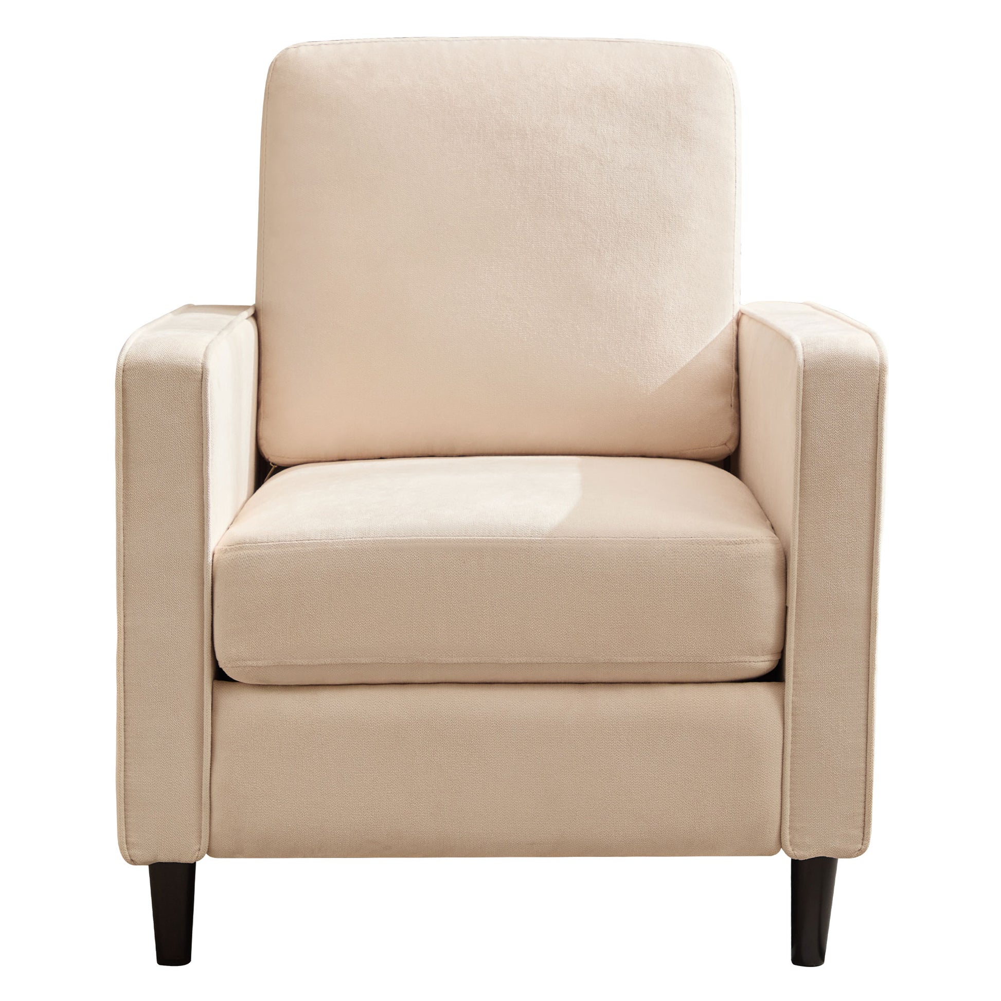 Mid Century Accent Chair ,Modern Linen Fabric Armchair For Living Room,Double Side Pockets, Comfortable And Padded Reading Feature Sofa Chair, Suitable For Bedrooms, Living Rooms, And Offices,Beige Beige Linen