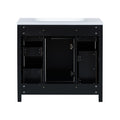 36 Inch Modern Bathroom Vanity Cabinet With Multifunctional Storage Space 5 Drawers And 1 Door Black Bathroom Solid Wood Mdf Resin