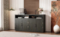 4 Door Classic Sideboard With Open Storage And Adjustable Shelves Perfect For Kitchens, Living Rooms Grey Brown Grey Brown Mdf