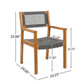 Braided Dining Chair Dark Grey Dark Grey,Teak Acacia Wood,Rope