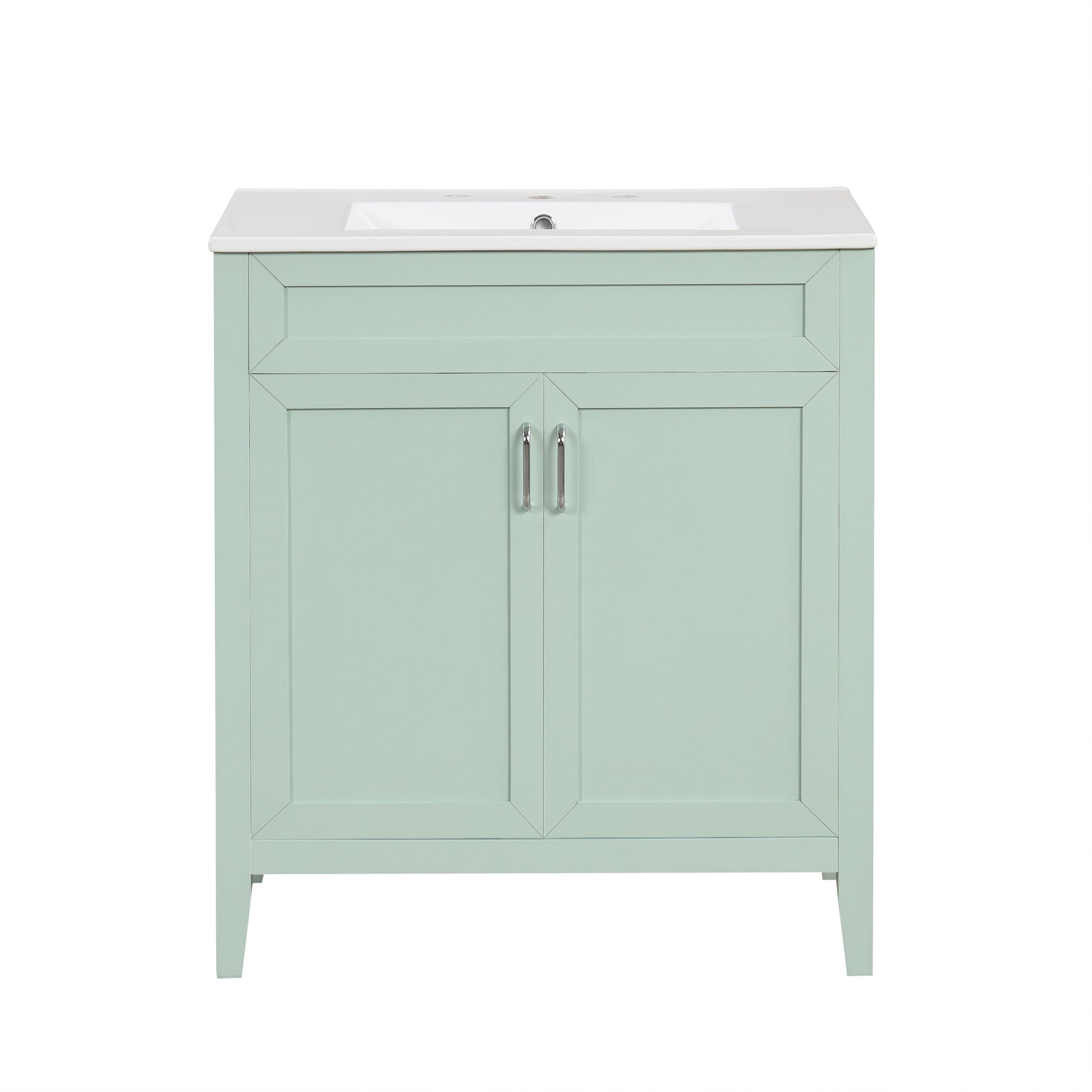 30" Bathroom Vanity With Sink, Multi Functional Bathroom Cabinet With Doors And Drawers, Solid Frame And Mdf Board, Green Green Solid Wood Mdf