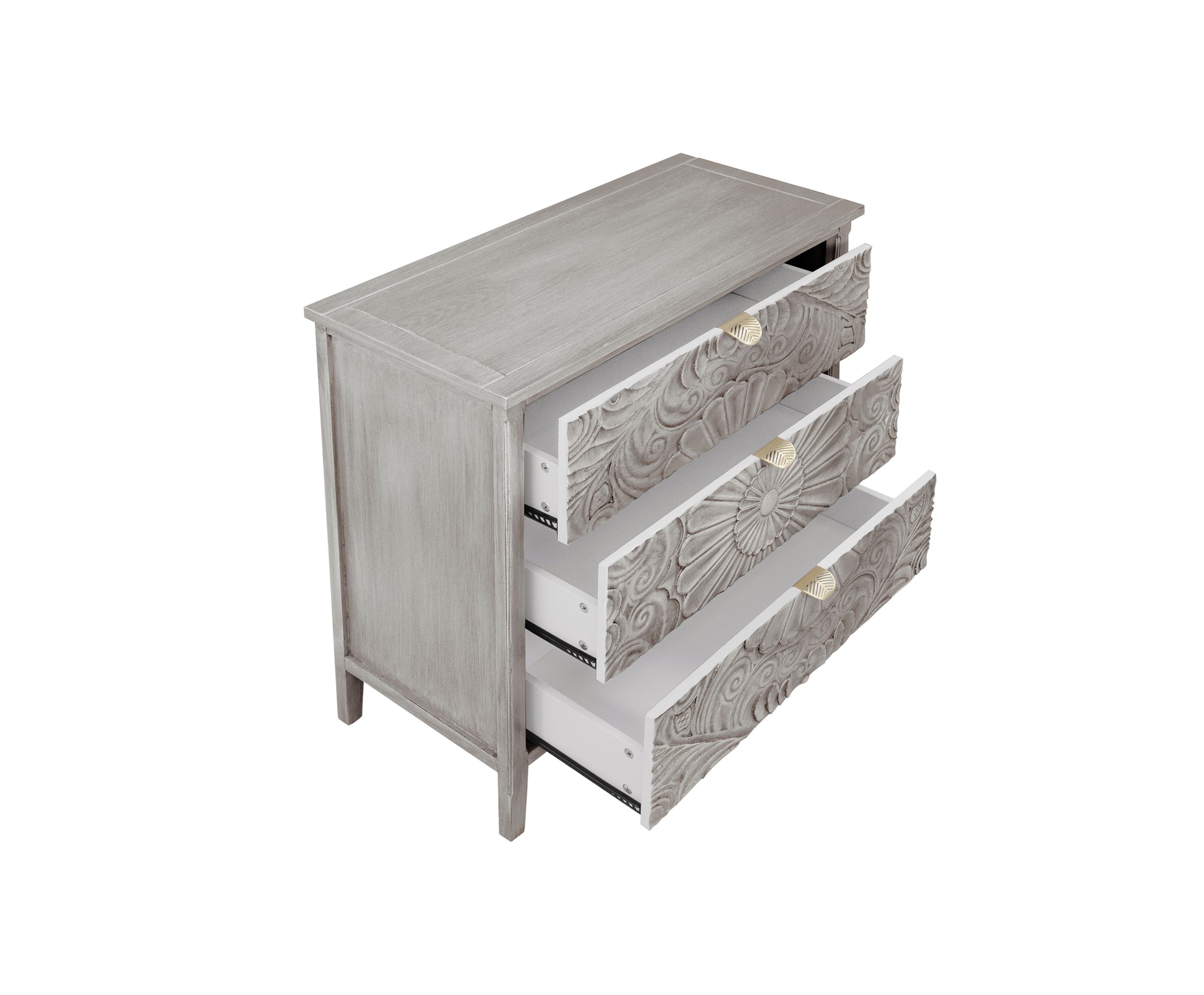 3 Drawer Cabinet, American Furniture, Suitable For Bedroom, Living Room, Study Light Grey Mdf