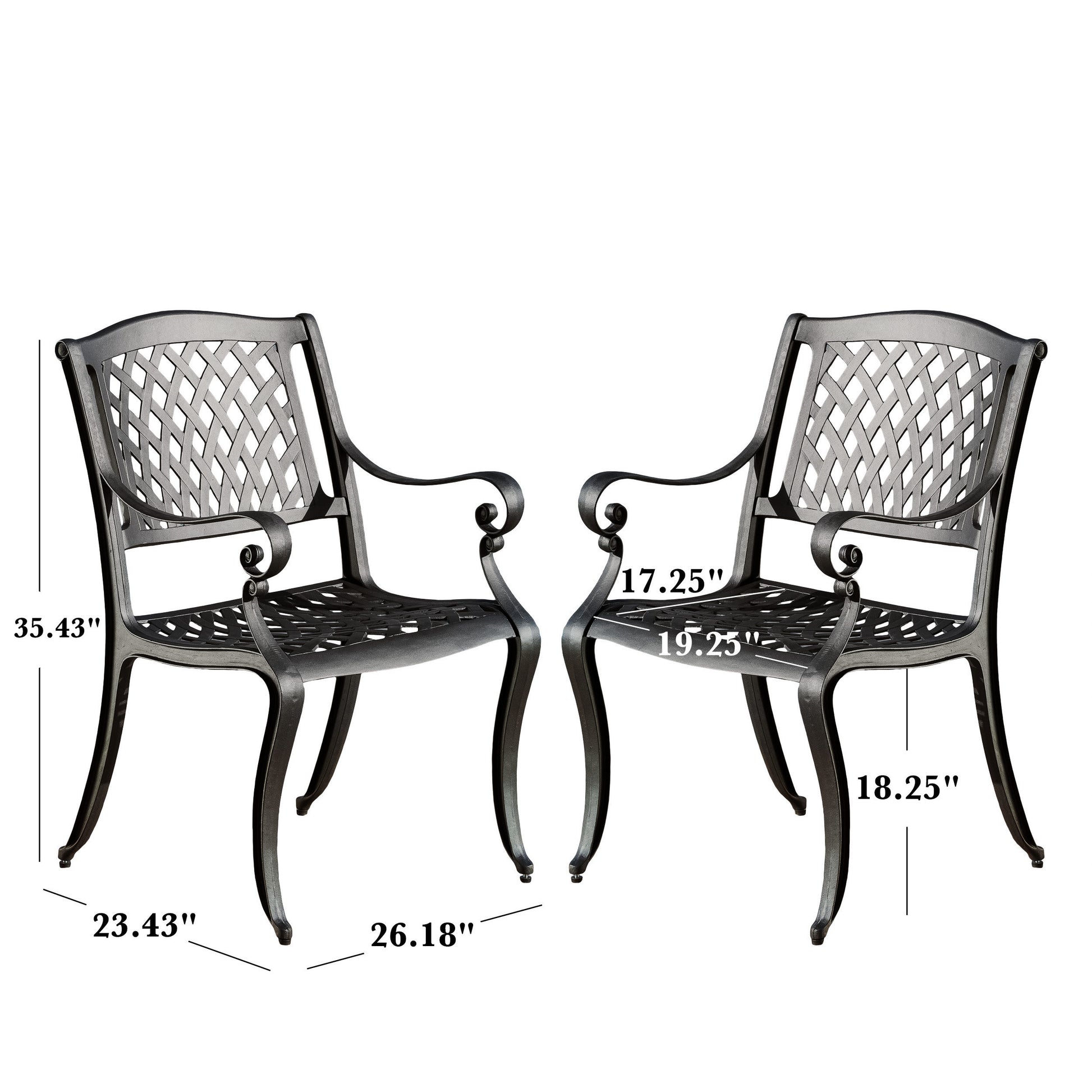 Cayman Arch Mesh I Chair Set Of 2 Black Aluminium