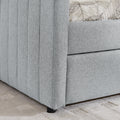 Full Size Daybed With Trundle Upholstered Sofa Bed, With Vertical Stripes, Linen Fabric, Grey 82.5